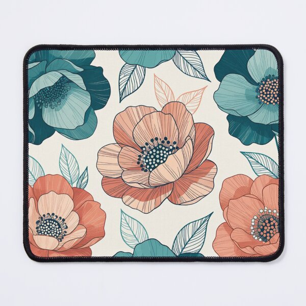 Item preview, Teal and Coral Floral Pattern designed and sold by SassyArtistry.