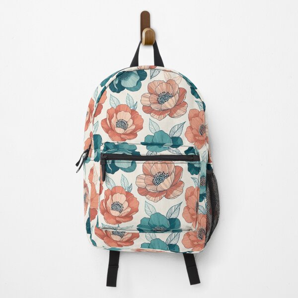 Item preview, Teal and Coral Floral Pattern designed and sold by SassyArtistry.