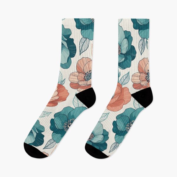 Item preview, Teal and Coral Floral Pattern designed and sold by SassyArtistry.