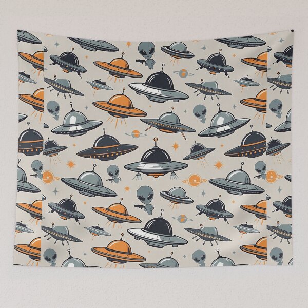 Item preview, Playful UFO and Alien Pattern designed and sold by SassyArtistry.
