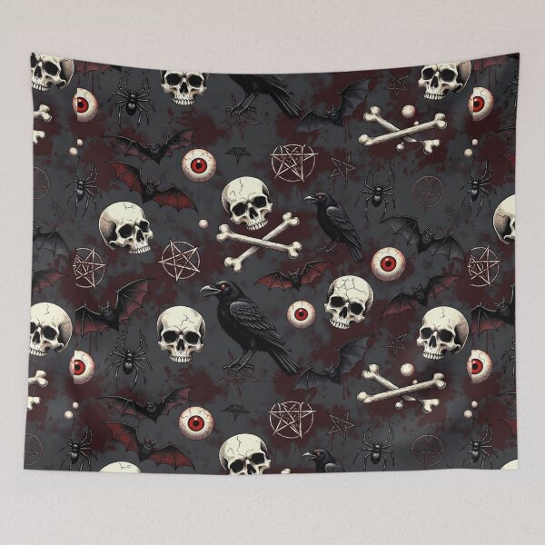 Item preview, Dark Gothic Skulls and Ravens Pattern designed and sold by SassyArtistry.