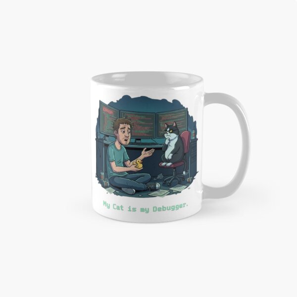 Item preview, My Cat is my Debugger - Funny Programmer & Cat Lover Coding Meme designed and sold by Pixel & Beyond.