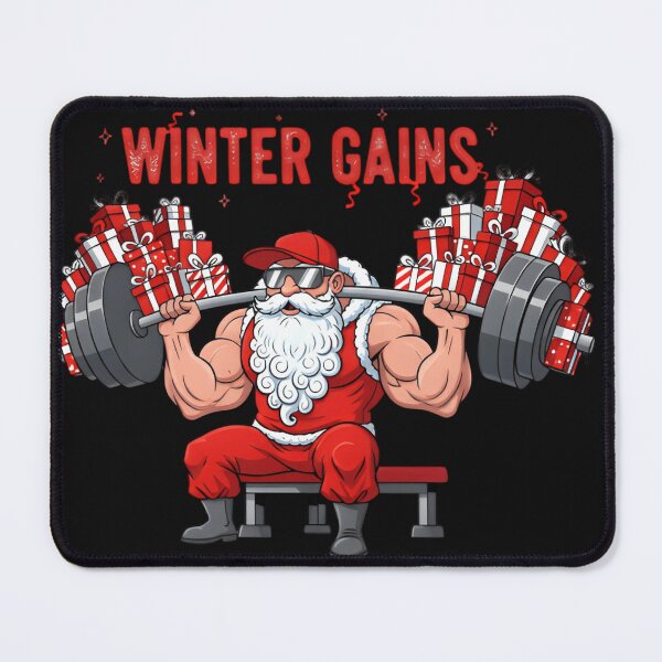 Item preview, Winter Gains Santa – Christmas Gym Humor Workout Design designed and sold by MANA-Goods.