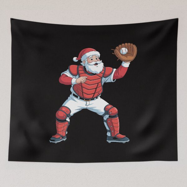 Item preview, Santa Playing Baseball Catcher Merry Christmas Sport Player  designed and sold by BotboutiquePre.