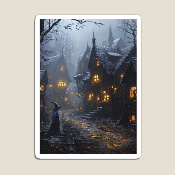 Item preview, Witch in Snowy Village  designed and sold by WhimsyWink.