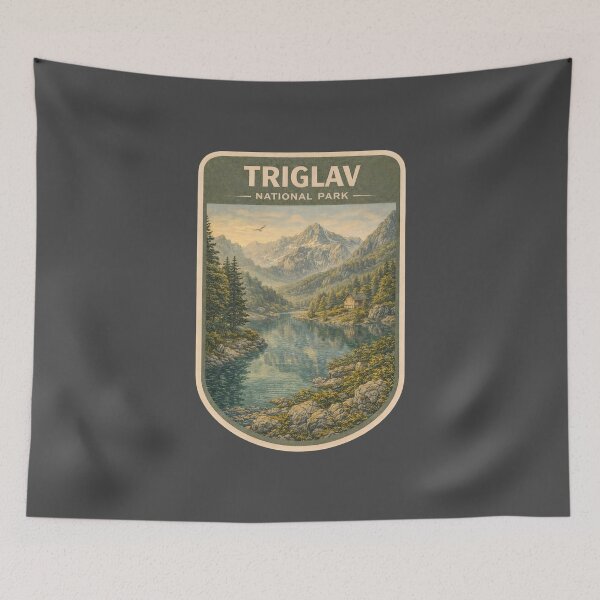 Item preview, Triglav National Park Vintage Alpine Landscape Art Print designed and sold by PinUpPizzazz.