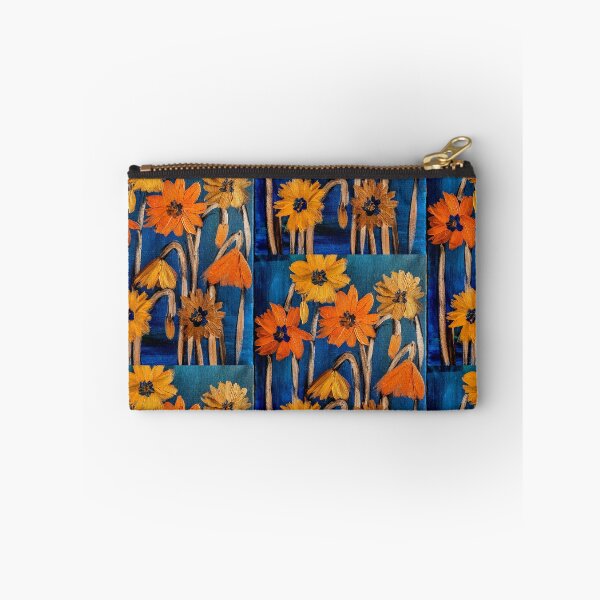 Item preview, Textured Orange and Yellow Flowers on Teal designed and sold by kkartwork.