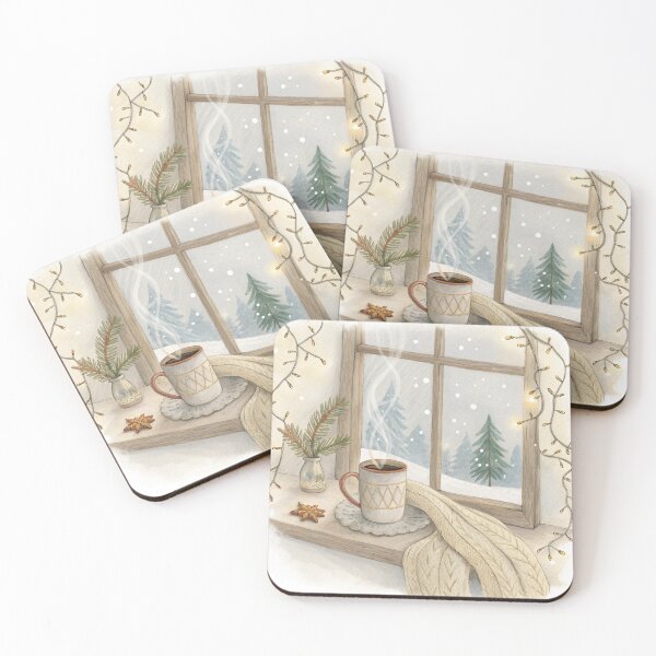 Item preview, Christmas Morning Coffee by the Window – Cozy Winter Art designed and sold by A1MarketDesigne.
