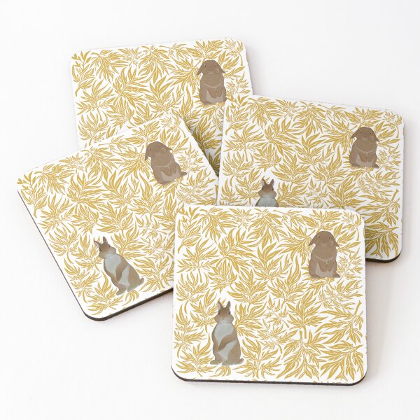 Item preview, Botanical Rabbits repeating pattern Mustard Yellow designed and sold by tayaan.