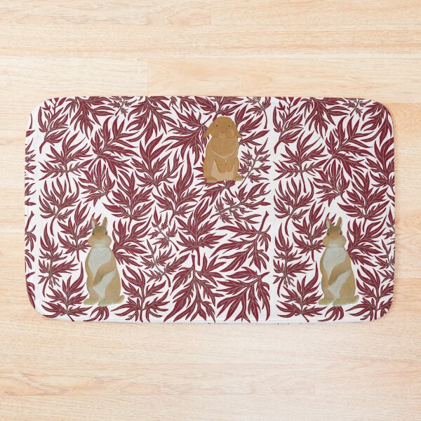 Item preview, Botanical Rabbits repeating pattern Dark red designed and sold by tayaan.