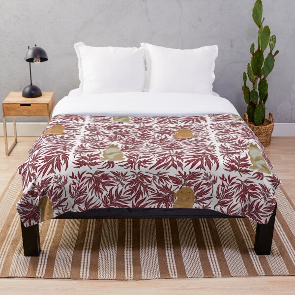 Item preview, Botanical Rabbits repeating pattern Dark red designed and sold by tayaan.