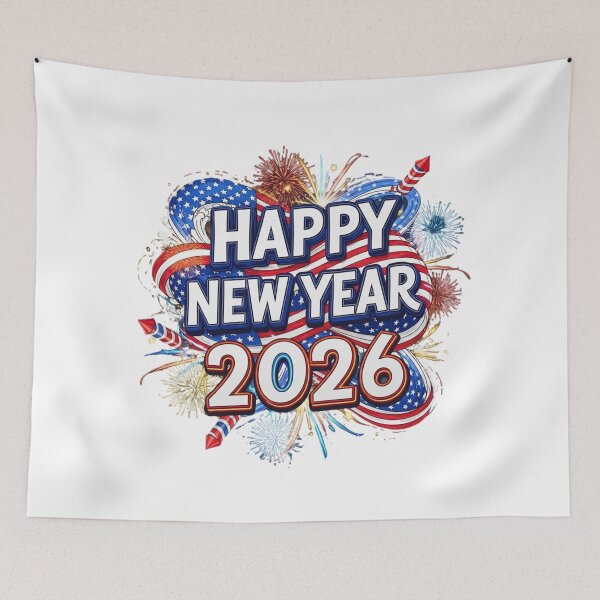 Item preview, Happy New Year 2026 USA Flag Fireworks Celebration Design designed and sold by lojadpop.