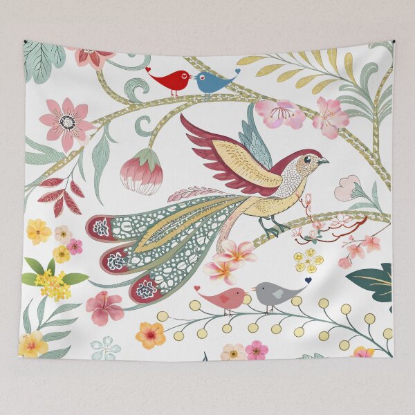 Item preview, Elegant Love Birds & Floral Wreath – Vintage Romantic Nature Illustration designed and sold by VibranPalette.