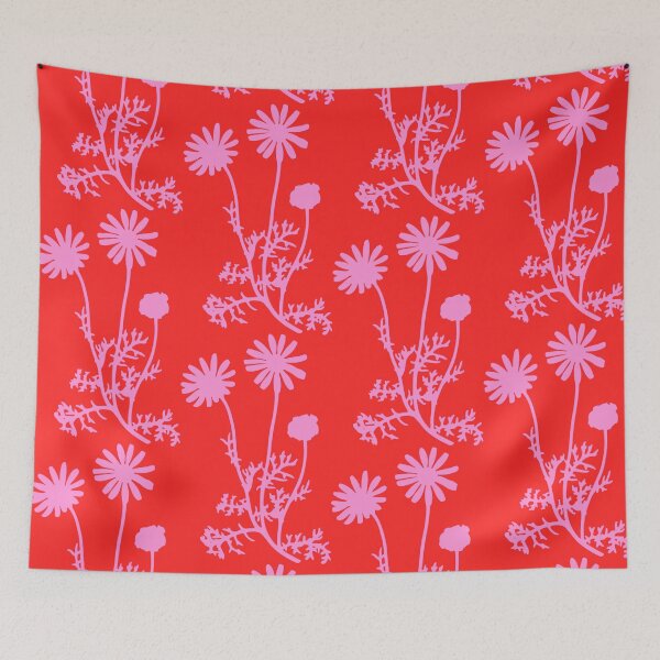Item preview, Floral Botanical Vintage Contemporary Wild Daisies Pink and Red Pattern designed and sold by kierkegaard.