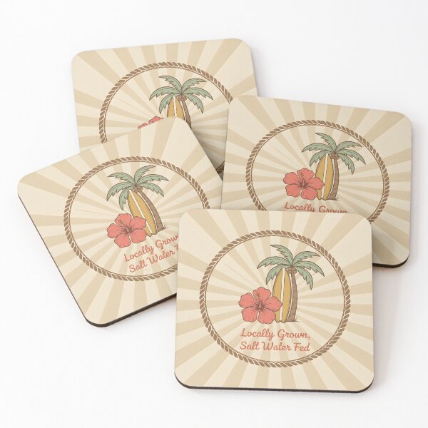 Item preview, Tropical Retro Surf Emblem with Hibiscus and Palm Tree designed and sold by homydesign.
