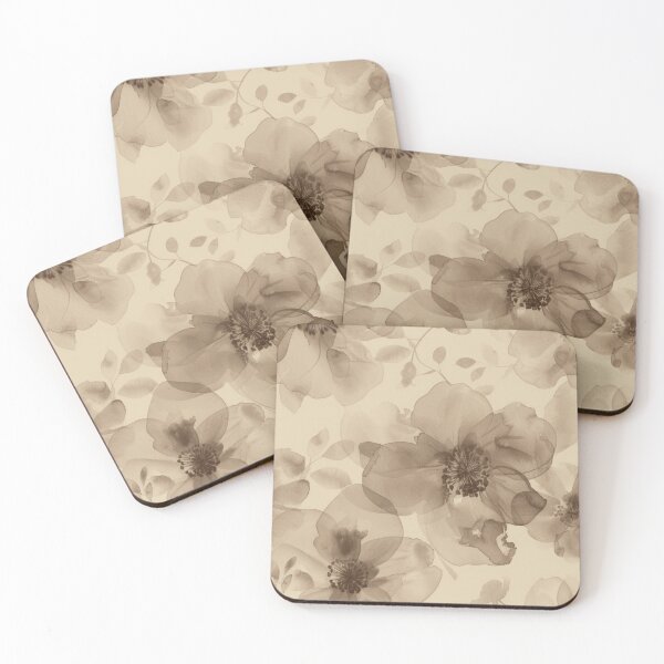 Item preview, Taupe and Beige translucent flowers designed and sold by FatBirdie.