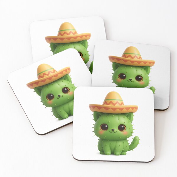 Item preview, Cute Cactus Cat with Sombrero | Kawaii Cartoon Kitty Art designed and sold by Moons Studio.