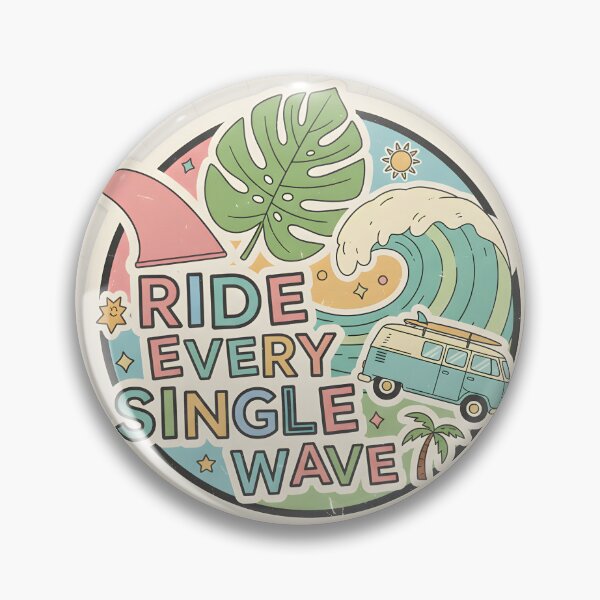 Item preview, Retro Summer Surf Badge with Van and Wave designed and sold by homydesign.