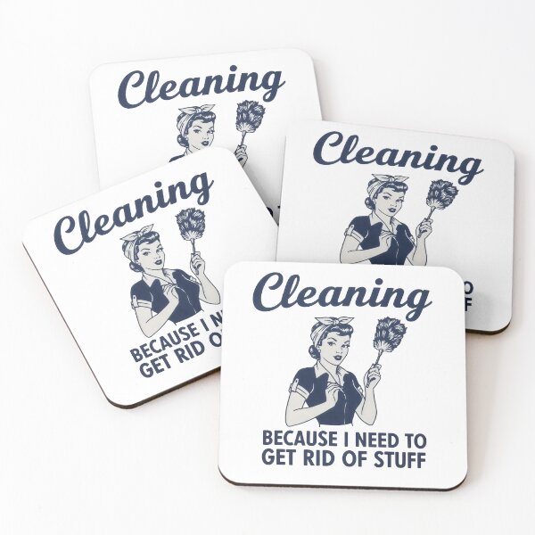 Item preview, "Cleaning Because I Need to Get Rid of Stuff" Vintage Retro Typography Art – Decluttering Design designed and sold by Luminari Creations.