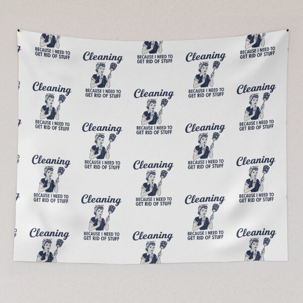 Item preview, "Cleaning Because I Need to Get Rid of Stuff" Vintage Retro Typography Art – Decluttering Design designed and sold by Luminari Creations.