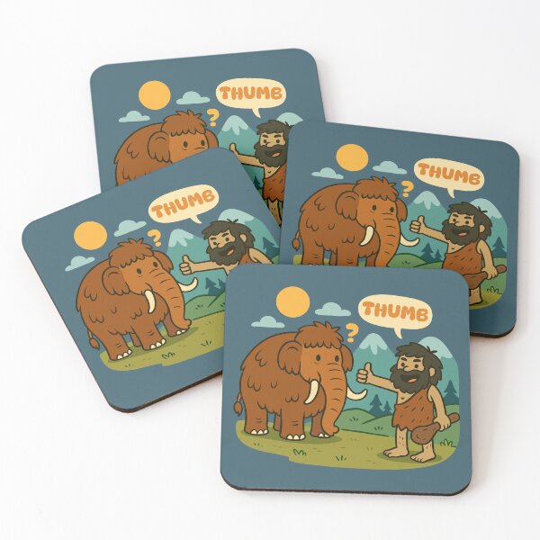 Item preview, Caveman Giving Thumbs Up to Woolly Mammoth designed and sold by Ghost on Toast.