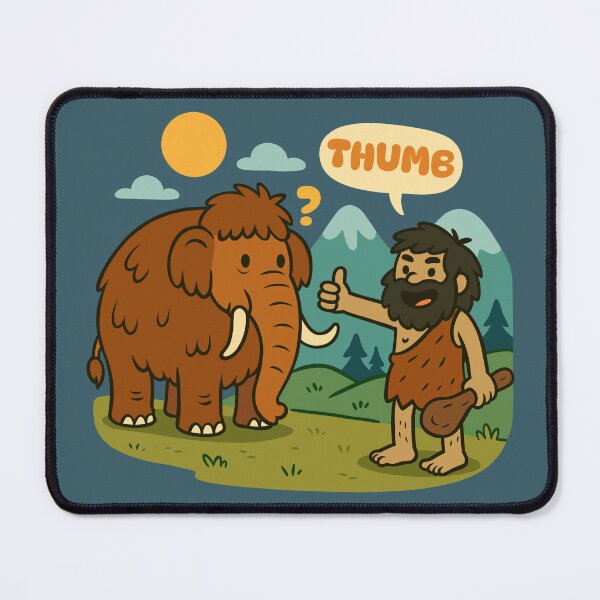 Item preview, Caveman Giving Thumbs Up to Woolly Mammoth designed and sold by Ghost on Toast.