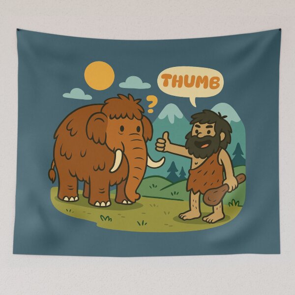 Item preview, Caveman Giving Thumbs Up to Woolly Mammoth designed and sold by Ghost on Toast.