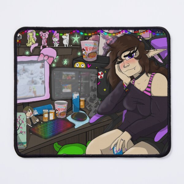 Item preview, A streamer and her set up designed and sold by Sneezey Doodles.