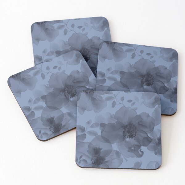 Item preview, Blue translucent watercolor flowers designed and sold by FatBirdie.