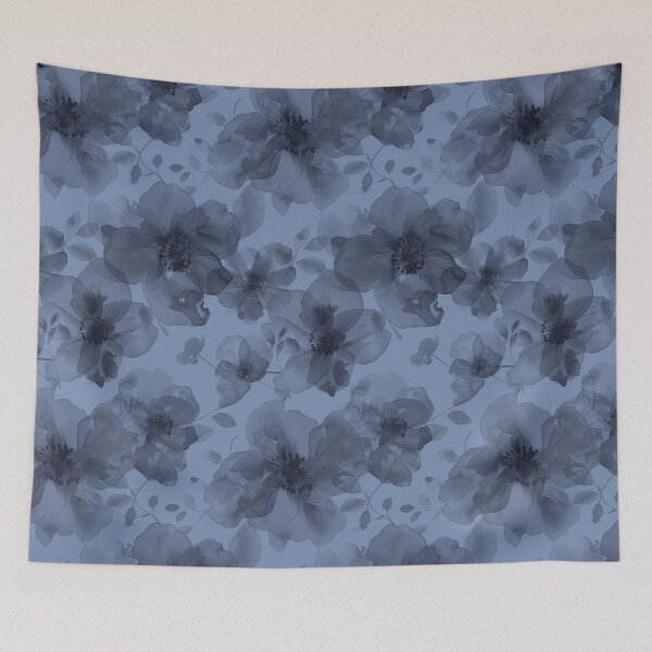 Item preview, Blue translucent watercolor flowers designed and sold by FatBirdie.