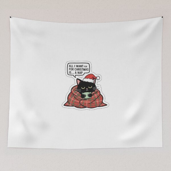 Item preview, Funny Christmas Black Cat Nap Snuggle Mood designed and sold by HobbyaDois.
