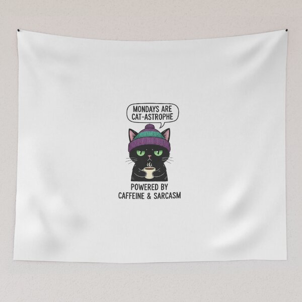 Item preview, Funny Black Cat Hating Mondays Coffee Sarcasm designed and sold by HobbyaDois.
