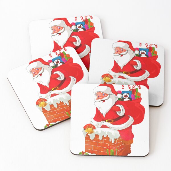 Item preview, Santa Claus Climbing Chimney with Gift Sack – Cute Christmas Cartoon Illustration designed and sold by Fashion Empire.
