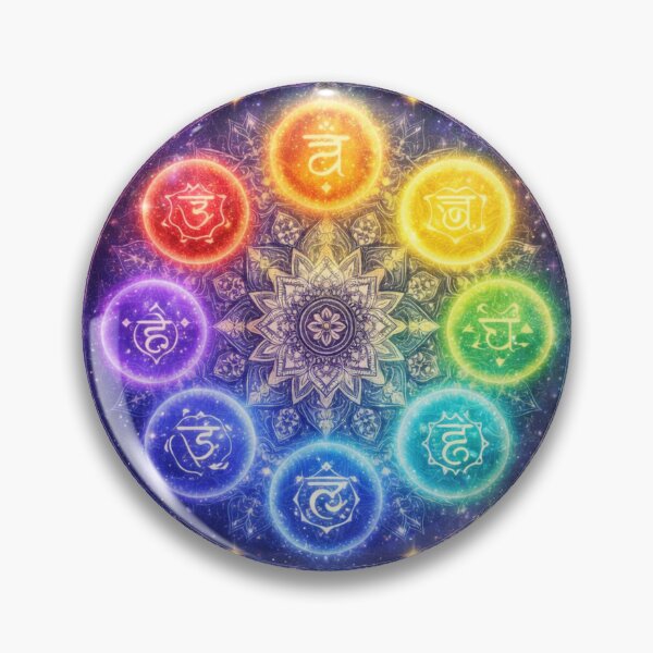 Artikelvorschau, Chakra-Mandala-Kunst – T-Shirt mit Motiven der heiligen Geometrie der sieben Chakren und kosmischen Spiritualität entworfen und verkauft von goodcrystals.