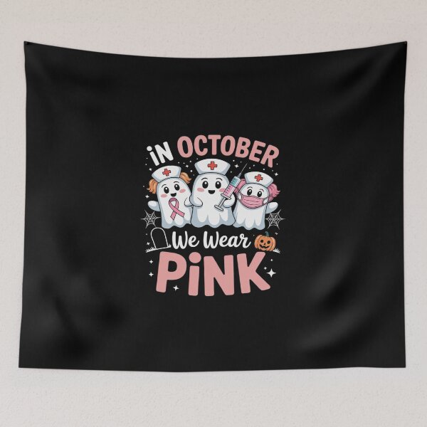 Item preview, In October We Wear Pink Nurse Ghost Halloween Breast Cancer  designed and sold by DigitaldeligArt.