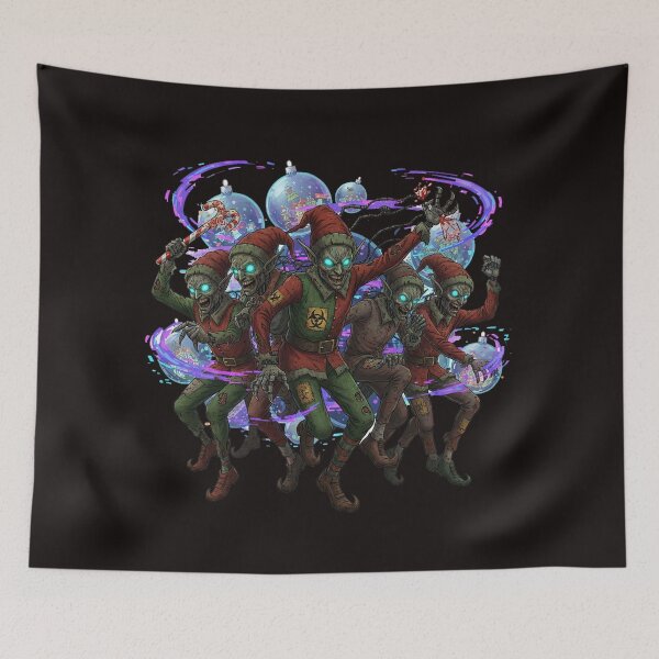 Item preview, Cyber-Zombie Elf-Bots Yuletide Glitch Rave designed and sold by Thaivi Design.