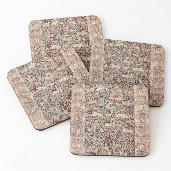 Item preview, Persian Kerman Hunting Scene Rug Print designed and sold by Vicky Brago-Mitchell®.