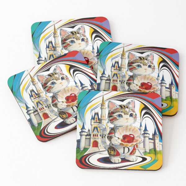 Item preview, Metallic Crystal Cat with Ruby Heart & Cartoon Castle designed and sold by PrintStichCo.