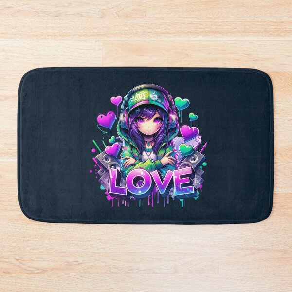 Item preview, Love Anime Girl Neon DJ Art – Colorful Street Style Illustration designed and sold by TshirtMyMom.