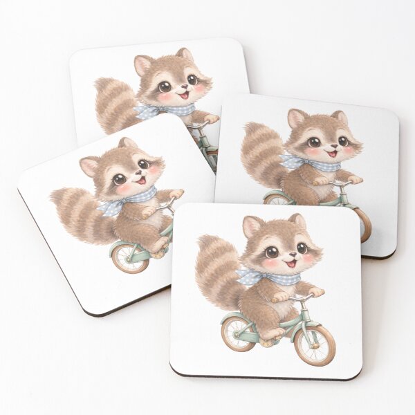 Item preview, Whimsical Raccoon Riding a Bicycle – Cute Cottagecore Woodland Illustration designed and sold by SirensSageStone.