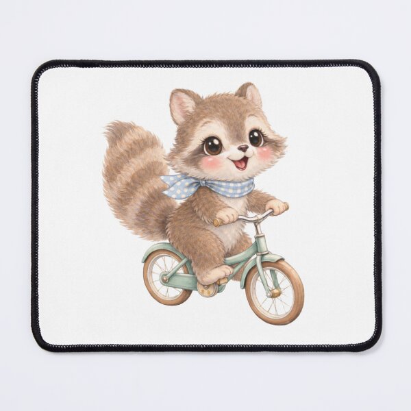 Item preview, Whimsical Raccoon Riding a Bicycle – Cute Cottagecore Woodland Illustration designed and sold by SirensSageStone.