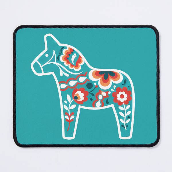 Item preview, Turquoise Dala Horse and Heart STICKER/MAGNET PACK – Scandinavian Folk Art by heidiannemorris © designed and sold by FOLK ART FUSION by heidiannemorris.