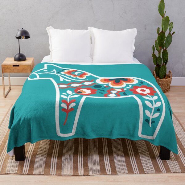 Item preview, Turquoise Dala Horse and Heart STICKER/MAGNET PACK – Scandinavian Folk Art by heidiannemorris © designed and sold by FOLK ART FUSION by heidiannemorris.