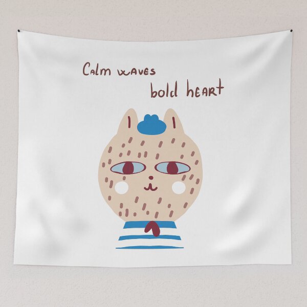 Item preview, Calm Waves Bold Heart Cute Cat Sailor Kawaii designed and sold by Mason-Pride.