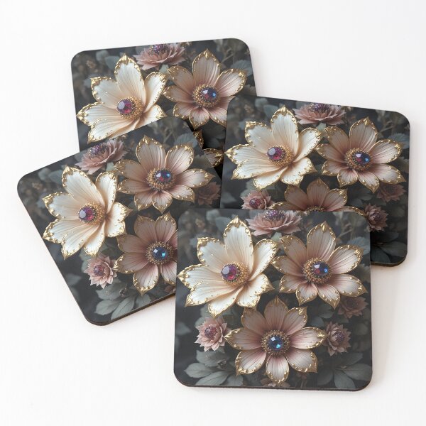 Item preview, Regal Gemstone Blossoms – Luxury Crown-Inspired Flowers in Gold, Ruby & Sapphire designed and sold by PixPixari.