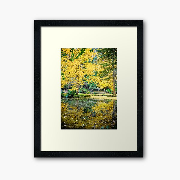 Item preview, Bridge over the lake at Alfred Nicholas Gardens in portrait designed and sold by Elana Bailey.