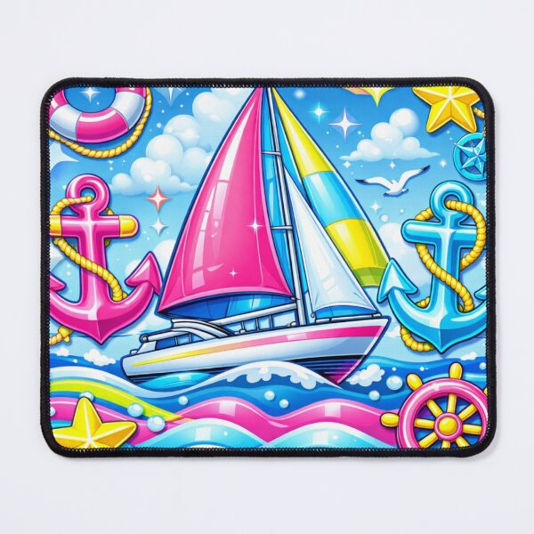 Item preview, Y2K Nautical Revival - Retro 2000s Sailing Boat Aesthetic Pastel Neon T-Shirt designed and sold by goodcrystals.