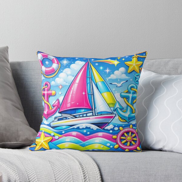 Item preview, Y2K Nautical Revival - Retro 2000s Sailing Boat Aesthetic Pastel Neon T-Shirt designed and sold by goodcrystals.