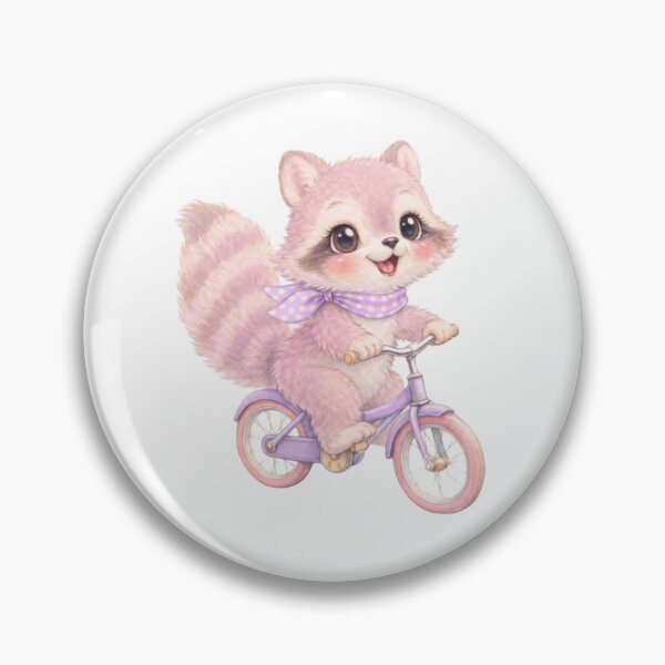 Item preview, Pastel Raccoon on a Bicycle – Cute Babycore Woodland Illustration designed and sold by SirensSageStone.