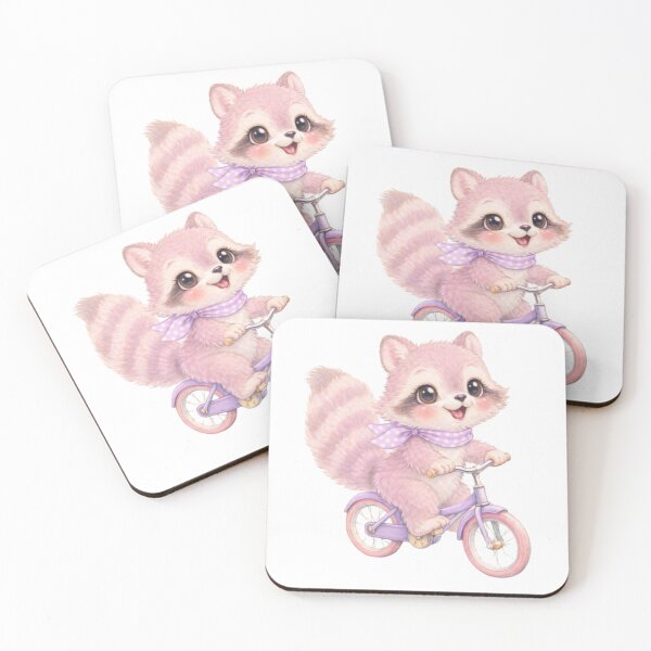 Item preview, Pastel Raccoon on a Bicycle – Cute Babycore Woodland Illustration designed and sold by SirensSageStone.